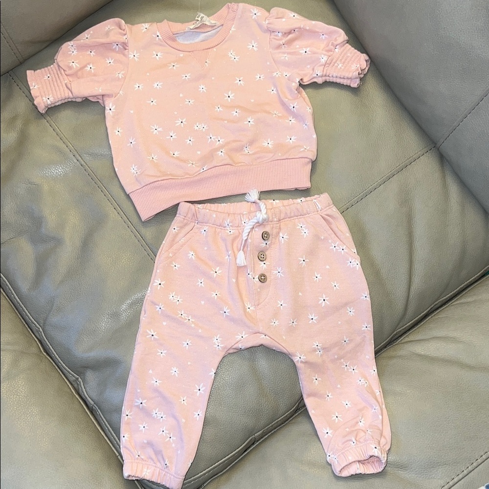 Jessica Simpson Pink Flower Pattern Baby Outfit 3-6 mos